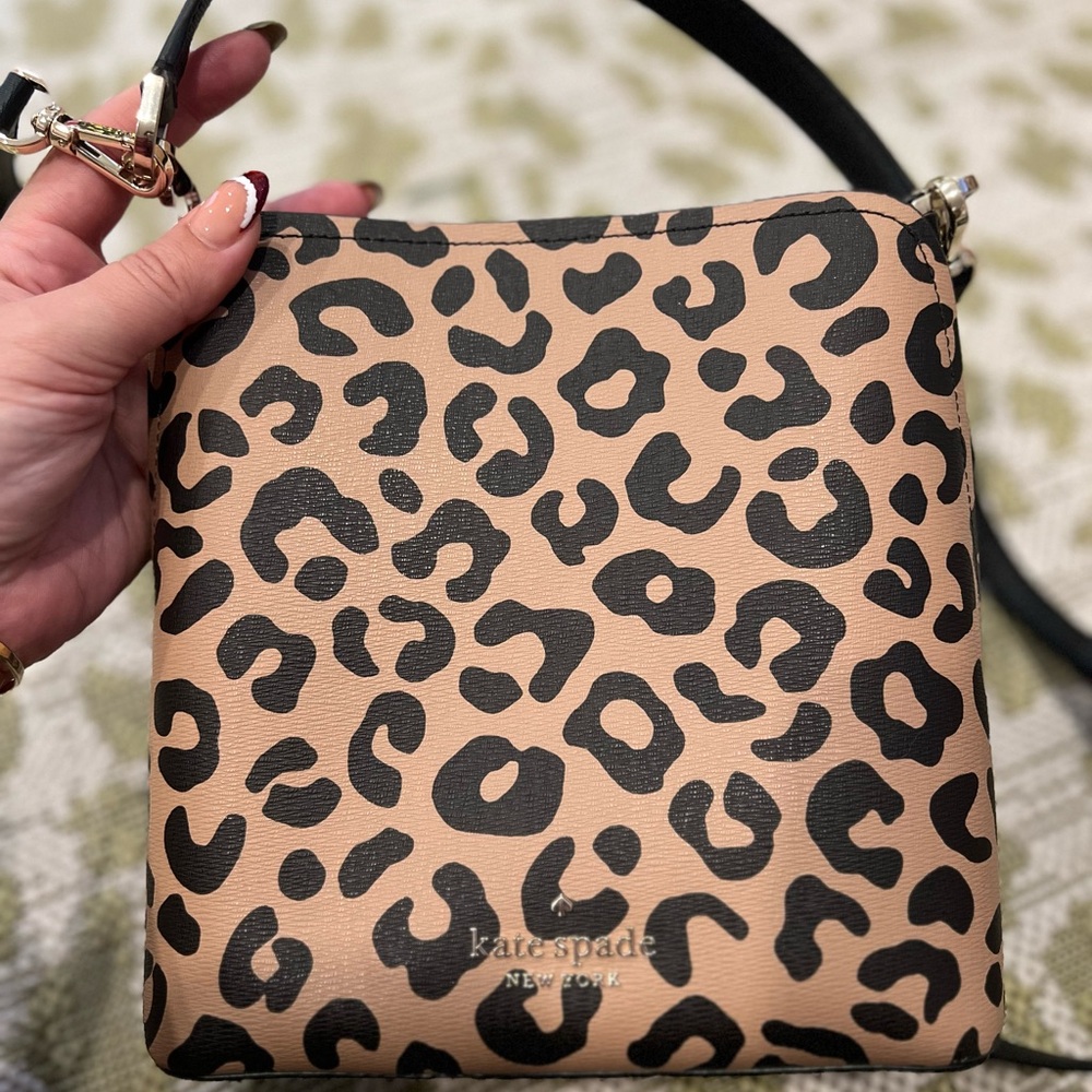Kate Spade Tan and Black Animal Print Crossbody Bag